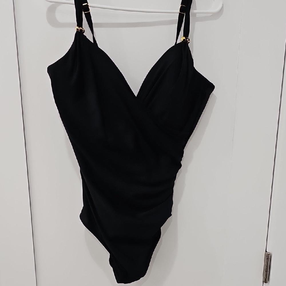 Miraclesuit Black One Piece Swimsuit with Plunging V-Neck